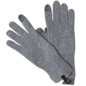 NORDSTROM Rack 100% Cashmere NEW Rib Knit Tech Gloves Gray Grey